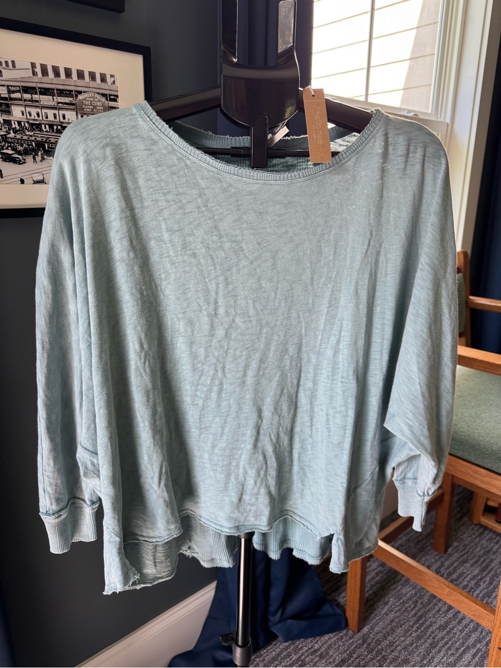 Hello Nite Los Angeles Size Large Dani Long Sleeve Dolman in Arona Blue NWT